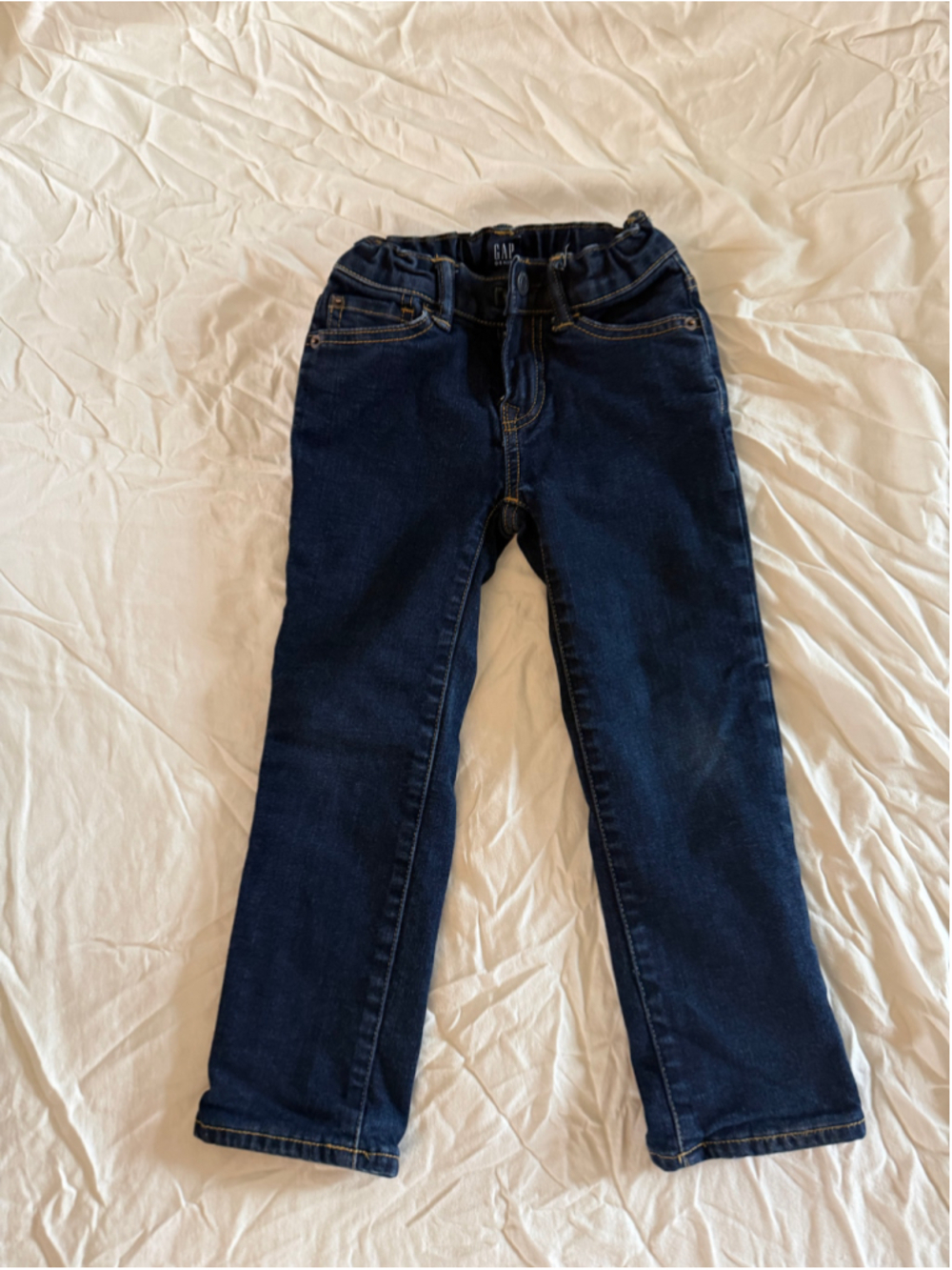Boys Gap Jeans Size 5 Blue Red Plaid Lined Straight Leg
